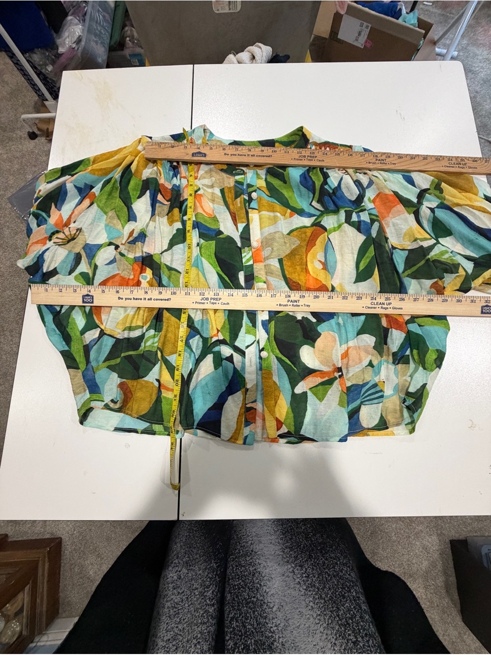 Off-Shoulder Floral Print Blouse in Multi Green